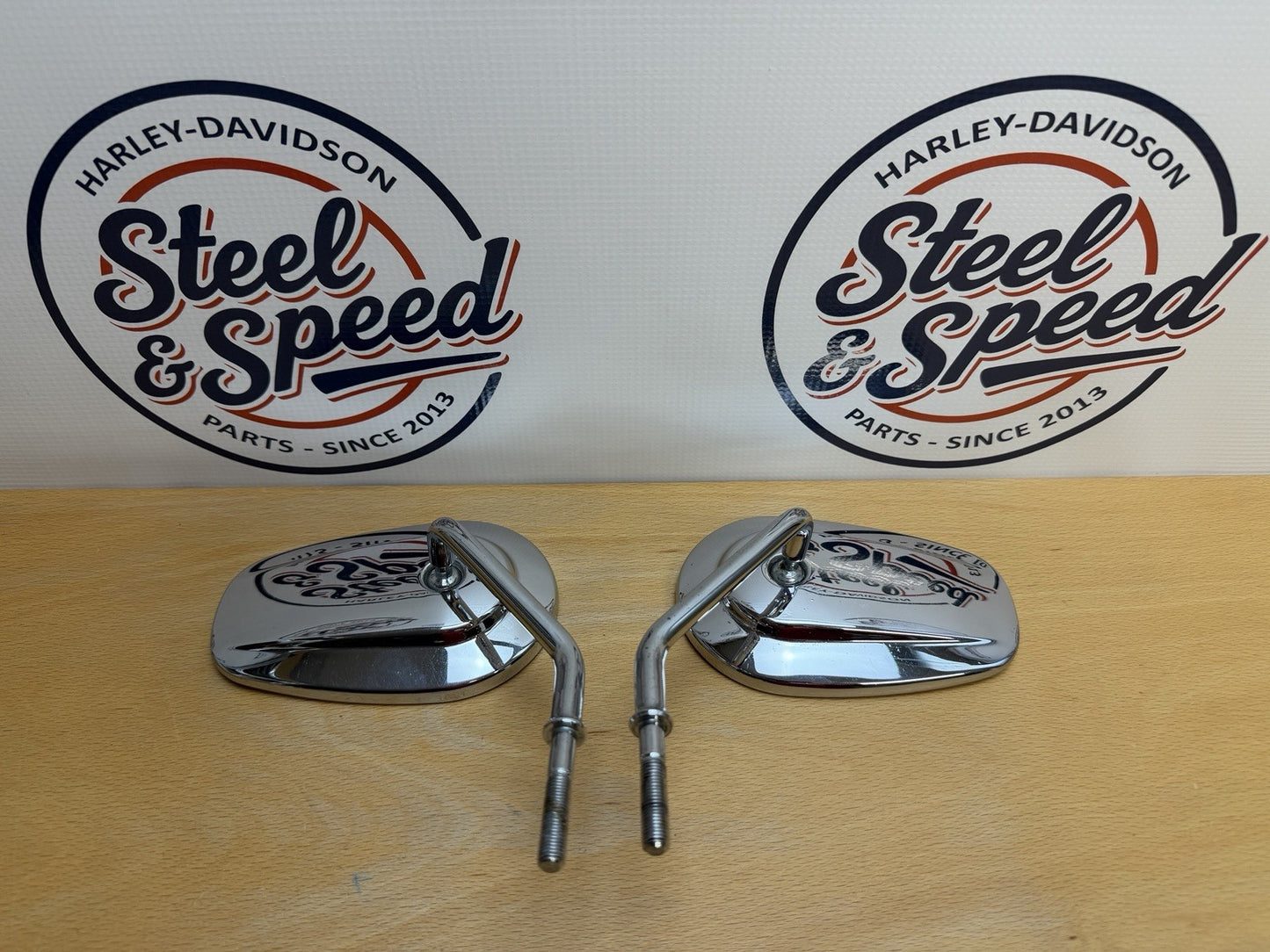 Genuine Harley-Davidson MIRROR Set Short Stem Chrome PAIR 91840-03B, 91845-03B3