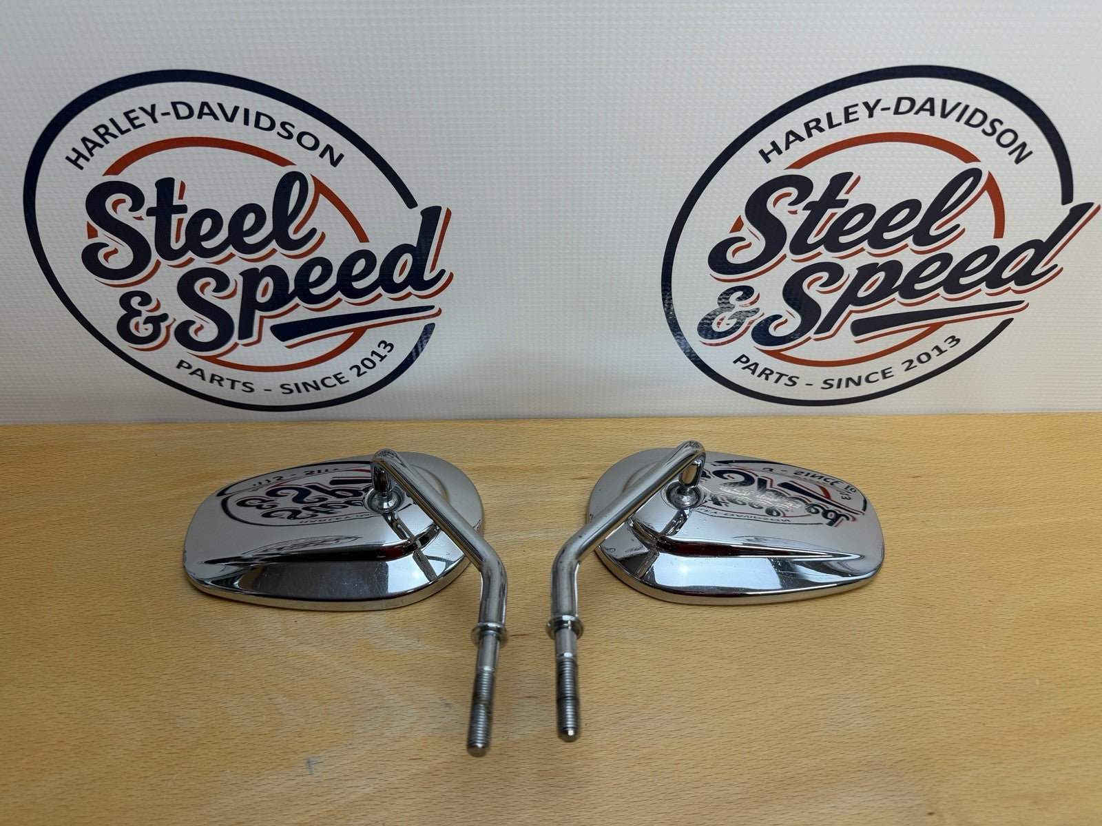 Genuine Harley-Davidson MIRROR Set Short Stem Chrome PAIR 91840-03B, 91845-03B3