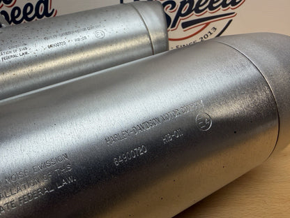 Harley-Davidson Exhaust Mufflers Silencers Satin Fat Bob E4 Marked 649007205