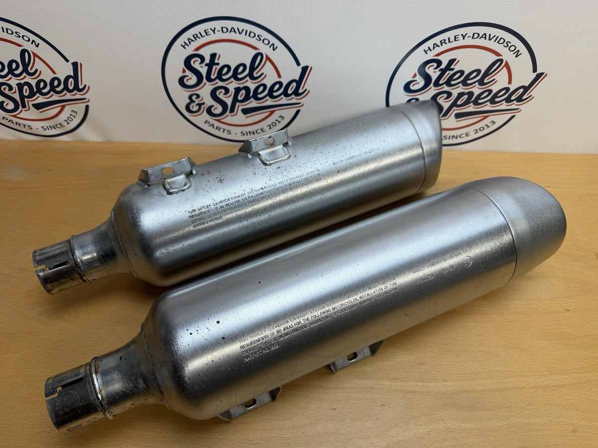 Harley-Davidson Exhaust Mufflers Silencers Satin Fat Bob E4 Marked 649007204