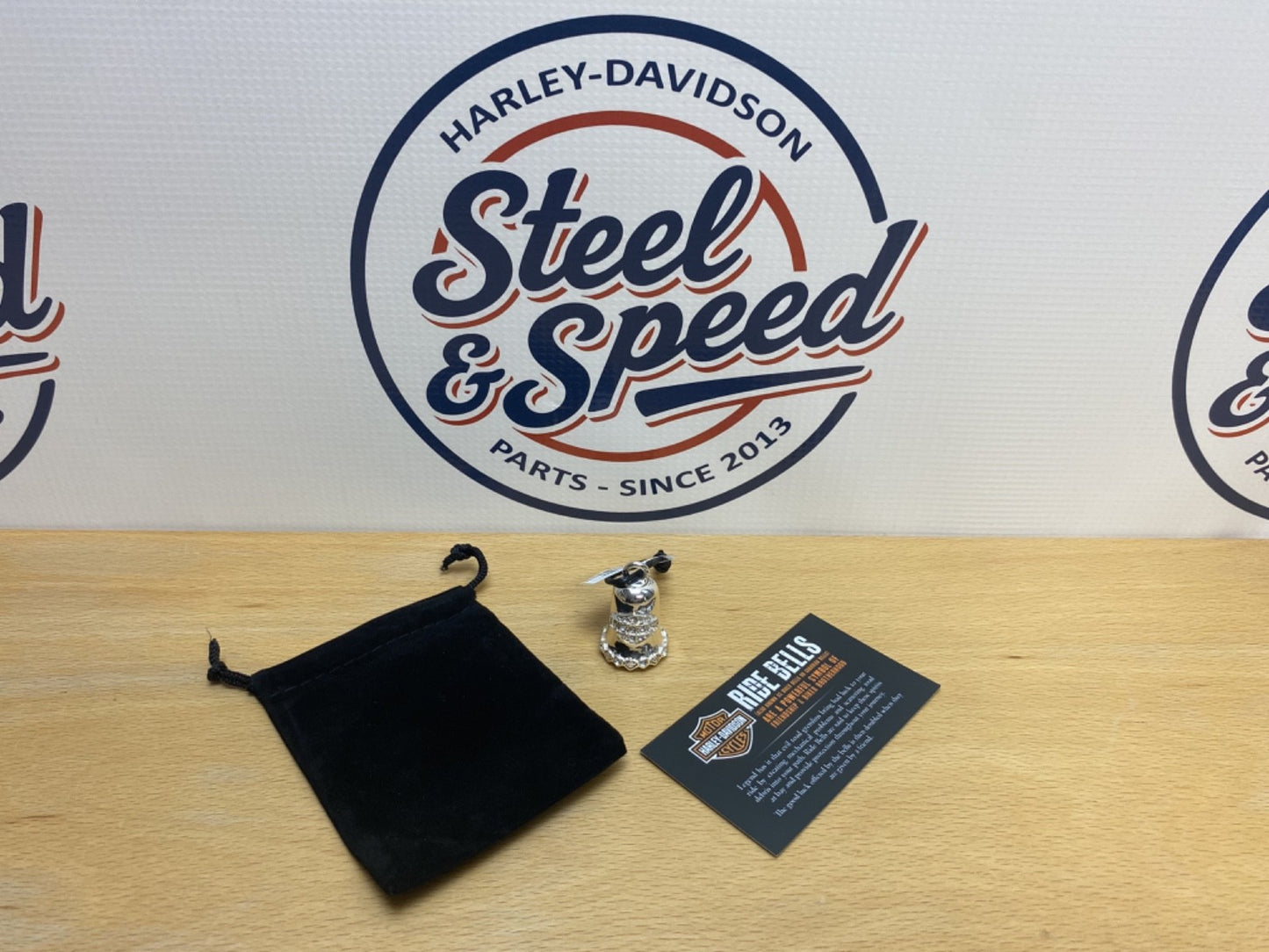 Genuine Harley-Davidson White Crystal Bar & Shield RIDING BELL HRB0161