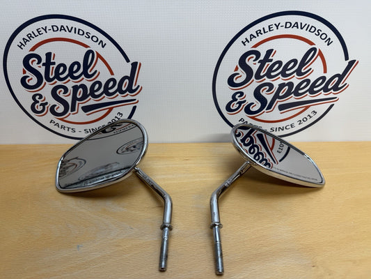 Genuine Harley-Davidson MIRROR Set Short Stem Chrome PAIR 91840-03B, 91845-03B0